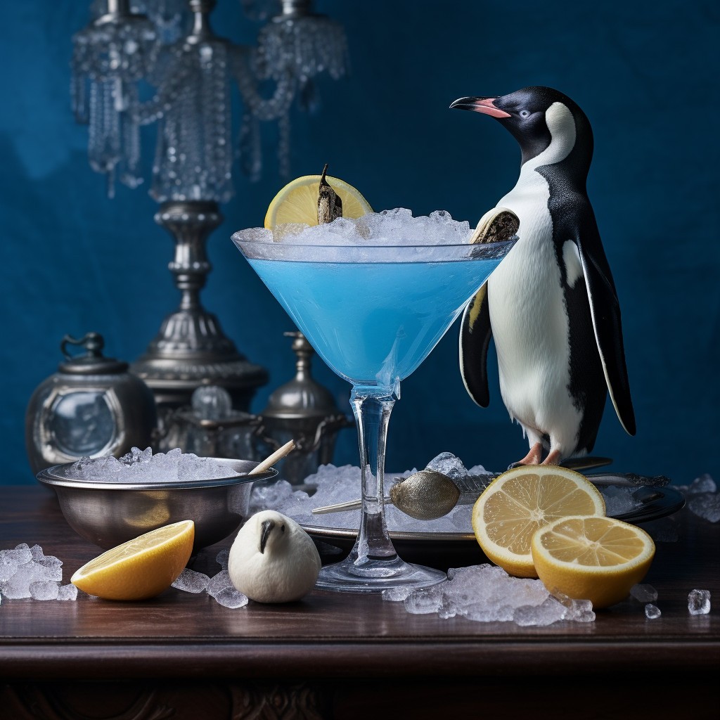 The Bozartene Beaux Artes Cocktail (ritual size) and its inventor. Image Credit: MidJourney and K. Kris Hirst