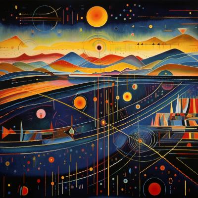 A theoretical Wassily Kandinsky painting of the Nazca lines. Image Credit: MidJourney and K. Kris Hirst