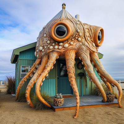 The Jiffy Squid hut at Club Sylv. Image Credit: K. Kris Hirst and MidJourney