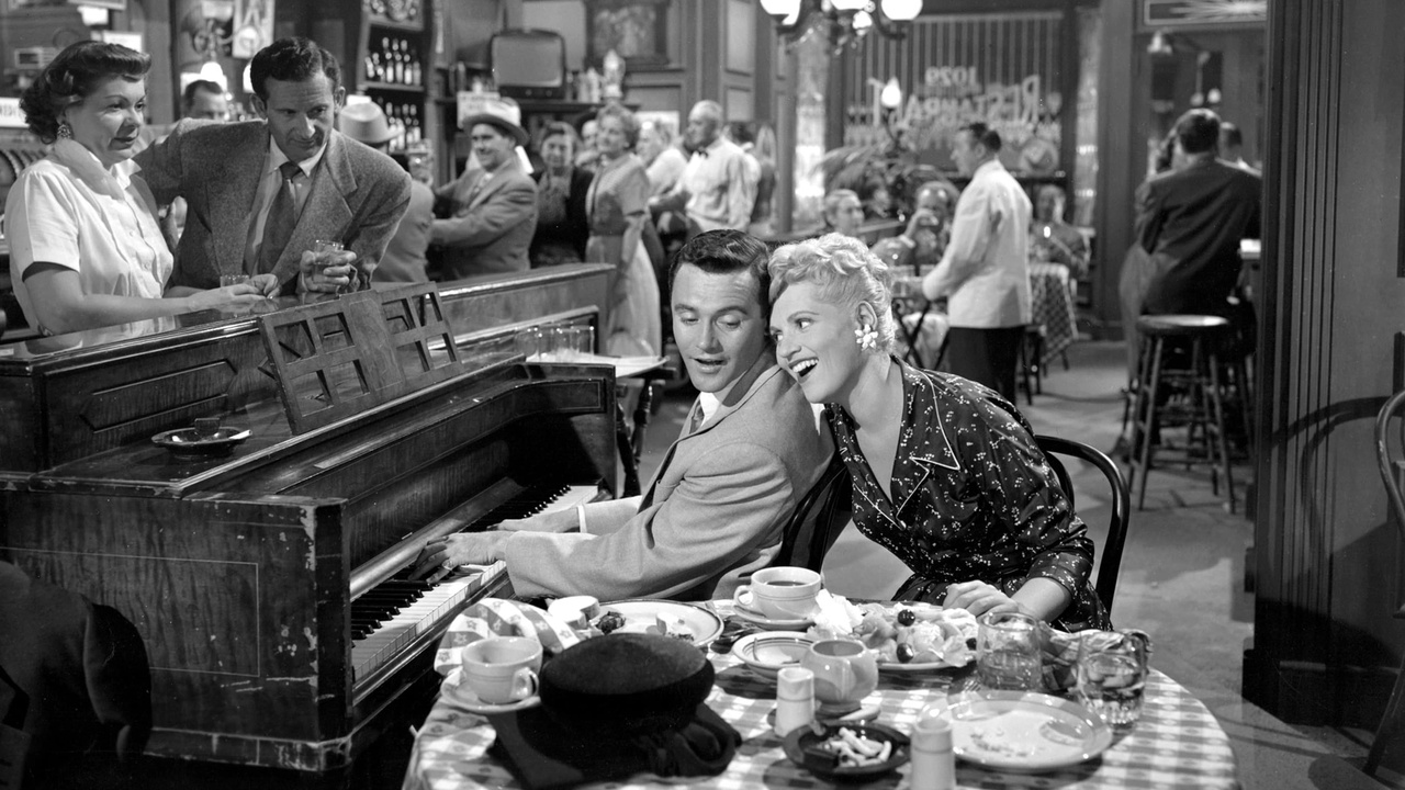 Judy Holliday and Jack Lemmon singing Let's Fall in Love in the movie 'It Should Happen to You' Image Credit: Aurora's Gin Joint, Garson Kanin, writer, George Cukor, director, Columbia Pictures, March 1954