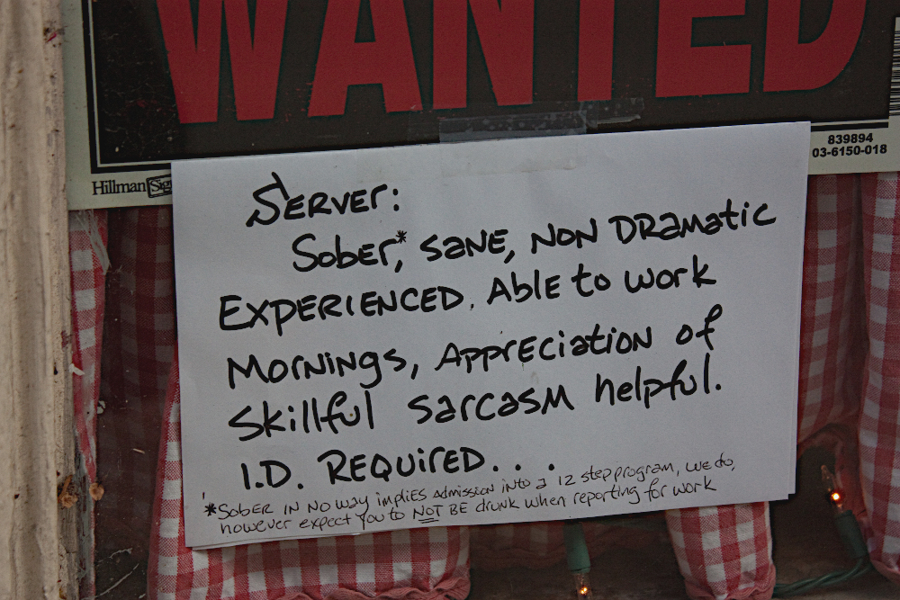 Help wanted sign in New Orleans, 2009