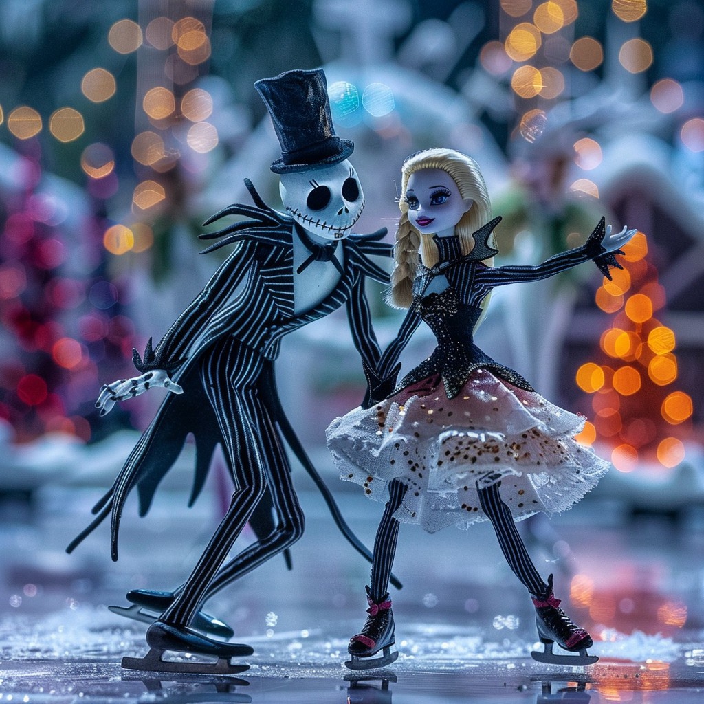 In honor of the birthdays of the Roger twins, Jack and Barbie dance on the ice at Arendale. Happy Birthday to Nora and June! Image Credit: MidJourney and K. Kris Hirst